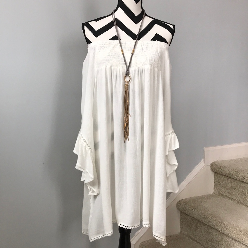 ❤️1 SMALL❤️Ivory Off the Shoulder Dress - Picture 2 of 8